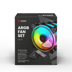 Savio FAN-01 4-pack 120mm ARGB fan including controller and remote control Case per computer Ventilatore 12 cm Nero 4 pz
