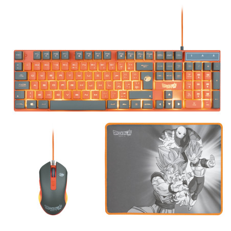 Blade Gaming PC Dragon Ball Super PACK Keyboard + Mouse + Mousepad tastiera Mouse incluso USB Grigio, Arancione