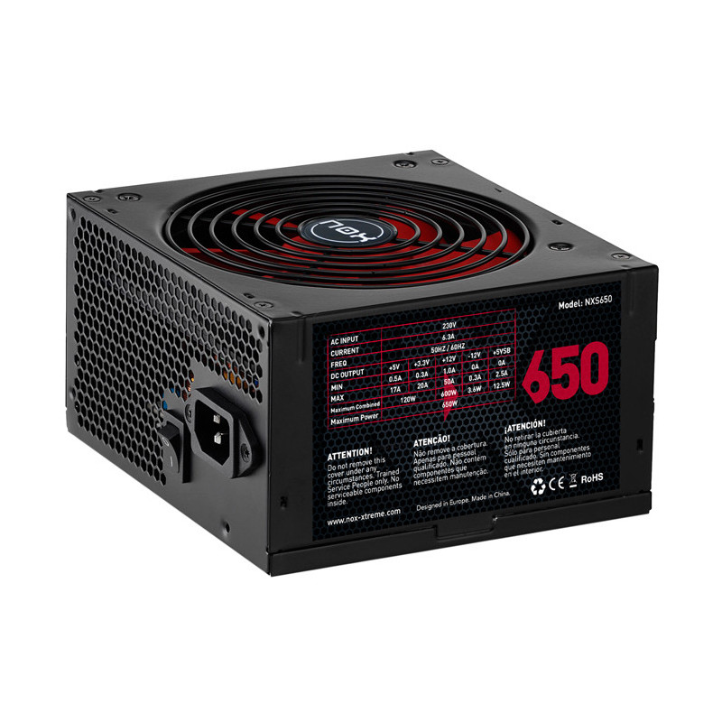 NOX NXS650 alimentatore per computer 650 W 20+4 pin ATX Nero, Rosso NOX NXS650 alimentatore per computer 650 W 20+4 pin ATX Nero, Rosso