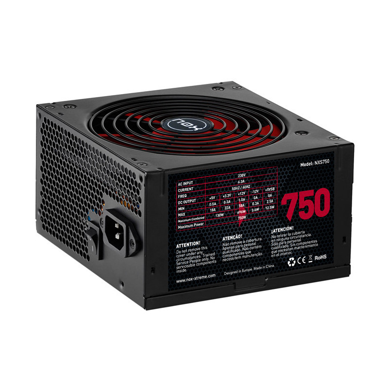 NOX NXS750 alimentatore per computer 750 W 20+4 pin ATX Nero, Rosso NOX NXS750 alimentatore per computer 750 W 20+4 pin ATX Nero, Rosso