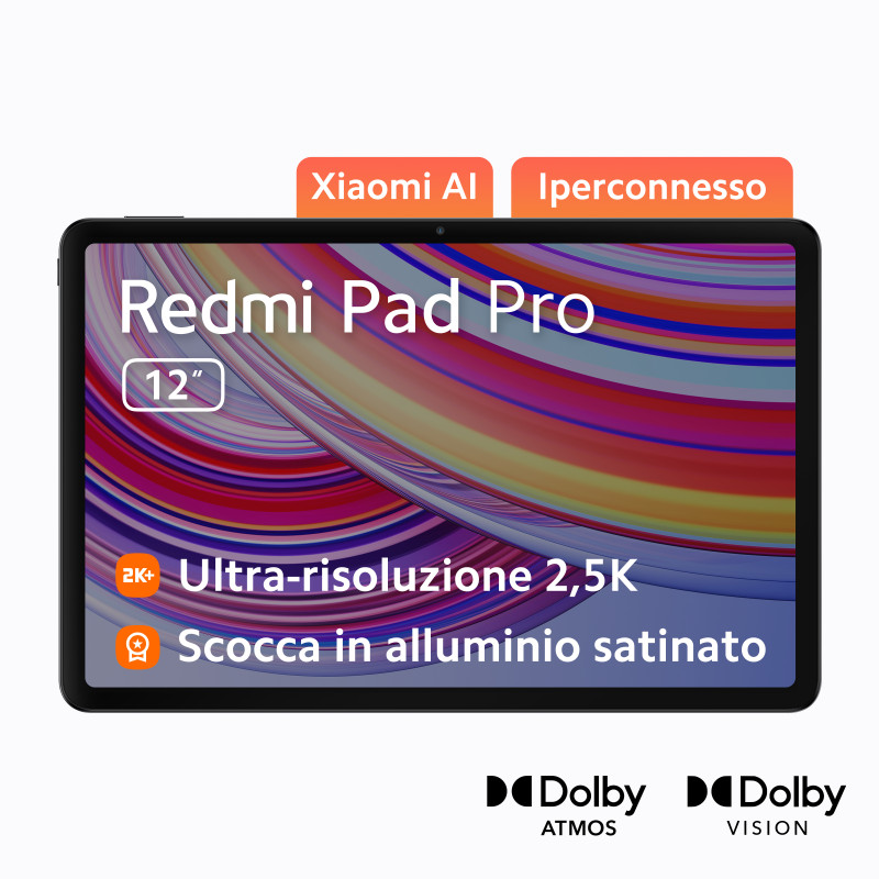 Xiaomi Redmi Pad Pad Pro Qualcomm Snapdragon 128 GB 30,7 cm (12.1") 6 GB Wi-Fi 6 (802.11ax) Android 14 Grafite, Grigio Xiaomi Redmi Pad Pad Pro Qualcomm Snapdragon 128 GB 30,7 cm (12.1") 6 GB Wi-Fi 6 (802.11ax) Android 14 Grafite, Grigio