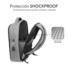 SUBBLIM MOCHILA SECURE V2 AP ANTIROBO 16'' GRIS 40,6 cm (16") Zaino Nero, Grigio