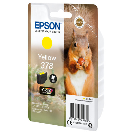 Cartucho tinta epson c13t37844010 singlepack amarillo 378 claria photo hd ink xp - 8500 ardilla