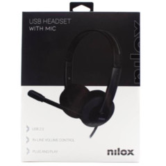 Nilox NXAU0000003 cuffia e auricolare Cuffie Cablato A Padiglione Ufficio USB tipo A Nero