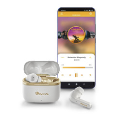 NGS ARTICA TROPHY Cuffie Wireless In-ear Musica e Chiamate USB tipo-C Bluetooth Oro, Bianco