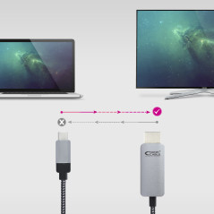 Nanocable 10.15.5102 cavo e adattatore video 1,8 m USB tipo-C HDMI Alluminio, Nero
