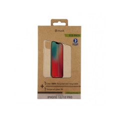 Funda muvit para iphone 12 -  12 pro + protector pantalla vidrio templado plano marco negro