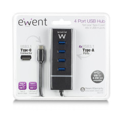 Ewent EW1137 hub di interfaccia USB 3.2 Gen 1 (3.1 Gen 1) Type-C 5000 Mbit s Nero