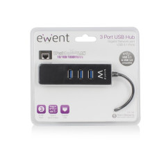 Ewent EW1140 replicatore di porte e docking station per laptop USB 3.2 Gen 1 (3.1 Gen 1) Type-A Nero