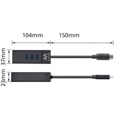 Ewent EW1141 replicatore di porte e docking station per laptop USB 3.2 Gen 1 (3.1 Gen 1) Type-C Nero