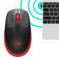 Mouse raton logitech m190 full size optico wireless inalambrico rojo