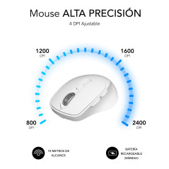 SUBBLIM RATON OPTICO DUAL COMFORT ERGO DUAL BATERIA BLANCO mouse Universale Mano destra Bluetooth + USB Type-A Ottico 2400 DPI