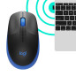 Mouse raton logitech m190 full size optico wireless inalambrico azul