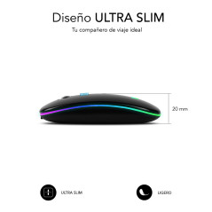 SUBBLIM SUBMO-LDFLAT1 mouse Ufficio Ambidestro RF Wireless + Bluetooth + USB Type-A Ottico 1600 DPI