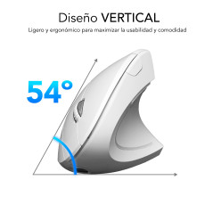 SUBBLIM RATON OPTICO DUAL GLIDE VERTICAL ERGO DUAL BATERIA BLANCO mouse Universale Mano destra Bluetooth + USB Type-A Ottico