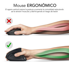 SUBBLIM RATON OPTICO DUAL GLIDE VERTICAL ERGO DUAL BATERIA BLANCO mouse Universale Mano destra Bluetooth + USB Type-A Ottico