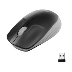 Mouse raton logitech m190 full size optico wiireles inalambrico gris claro
