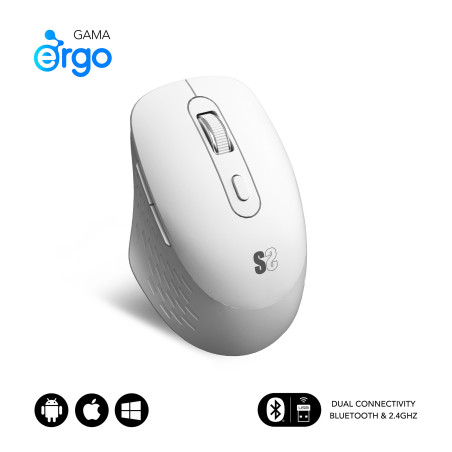 Raton inalambrico subblim curve ergo dual blanco
