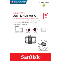 SanDisk Ultra Dual m3.0 unità flash USB 32 GB USB Type-A   Micro-USB 3.2 Gen 1 (3.1 Gen 1) Nero, Argento, Trasparente