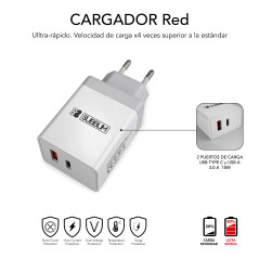 SUBBLIM SUBCHG-3WPD10 Caricabatterie per dispositivi mobili Universale Argento, Bianco AC Ricarica rapida Interno