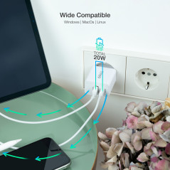 TooQ TQWC-2SC04WT Caricabatterie per dispositivi mobili Universale Bianco AC Ricarica rapida Interno