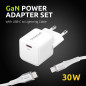 Cargador pared intenso gan w30c usb tipo c blanco + cable lightning