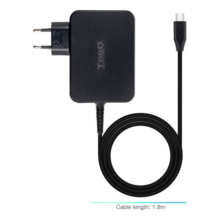 Cargador de pared tooq tqlc - usbcgan100pd 100w usb tipo c negro