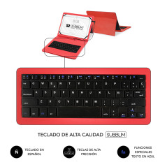 SUBBLIM SUB-KT1-USB002 tastiera per dispositivo mobile QWERTY Spagnolo Micro-USB Rosso