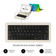 SUBBLIM FUNDA + TECLADO TABLET KEYTAB USB TRIANGULOS QWERTY Spagnolo Micro-USB Multicolore