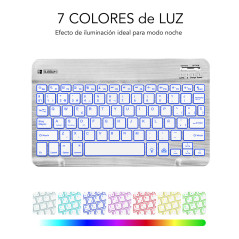SUBBLIM TECLADO SMART BACKLIT BLUETOOTH SILVER QWERTY Spagnolo Argento, Bianco