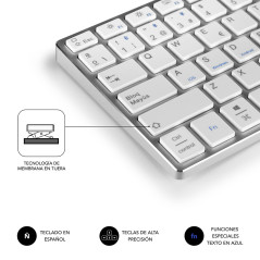 SUBBLIM SUB-KB-3ADC200 tastiera Universale Bluetooth QWERTY Spagnolo Argento, Bianco