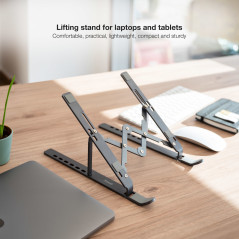 TooQ TQLRS0033-AL-G supporto per laptop Supporto per laptop e tablet Grigio 38,1 cm (15")
