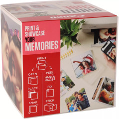 Papel canon pp - 201 5x5 pulgadas (40 hojas) + marco fotos xlboom acrlico 13x13cm + photo cube white - creative pack love - pink