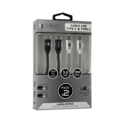 SUBBLIM PACK 2 CABLES USB TIPO USB-C A USB-C 1 M BLACK SILVER cavo USB