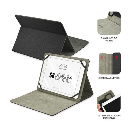 Funda subblim clever stand para tablet case 10.1 pulgadas negro