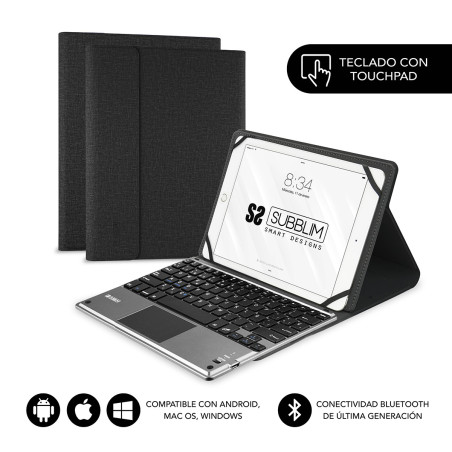 SUBBLIM SUB-KT2-BTP001 tastiera per dispositivo mobile QWERTY Spagnolo Bluetooth Nero, Grigio