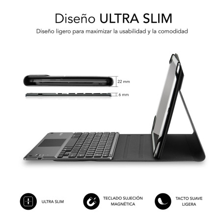 Funda + teclado subblim keytab pro para tablet 9.6 pulgadas - 10.8 pulgadas negro