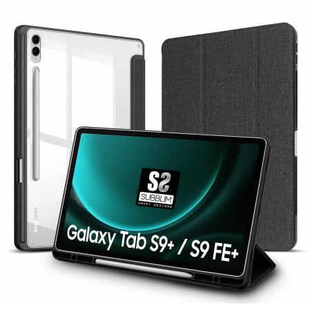 Funda tablet sublim clear shock case para samsung galaxy tab s9+ - s9 fe+ 12.4 pulgadas negra