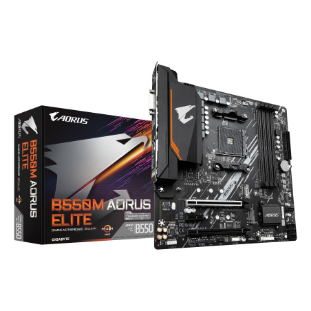 GIGABYTE B550M AORUS ELITE Scheda madre - CPU AMD Ryzen 5000, VRM a 5+3 fasi, fino a 4733 MHz DDR4, 1xPCIe 4.0 + 1xPCIe 3.0