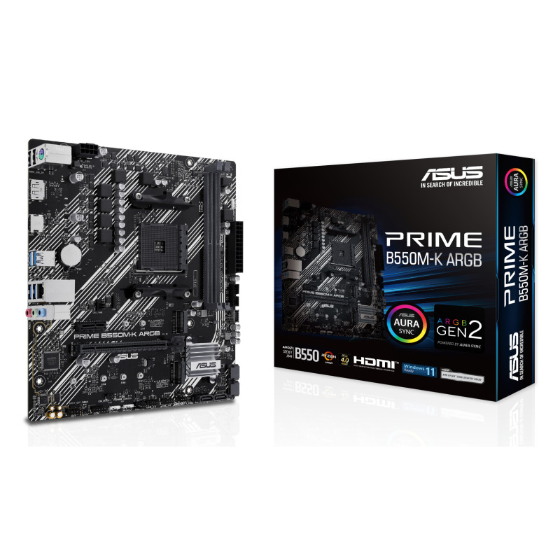 Placa base asus amd prime b550m - k argb socket am4 ddr4 x2 max 64gb 3200mhz hdmi displayport matx