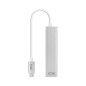 Cable usb tipo c 3.0 a gigabit ethernet + 3 x usb 3.0 nanocable 15cm -  macho - hembra -  plata