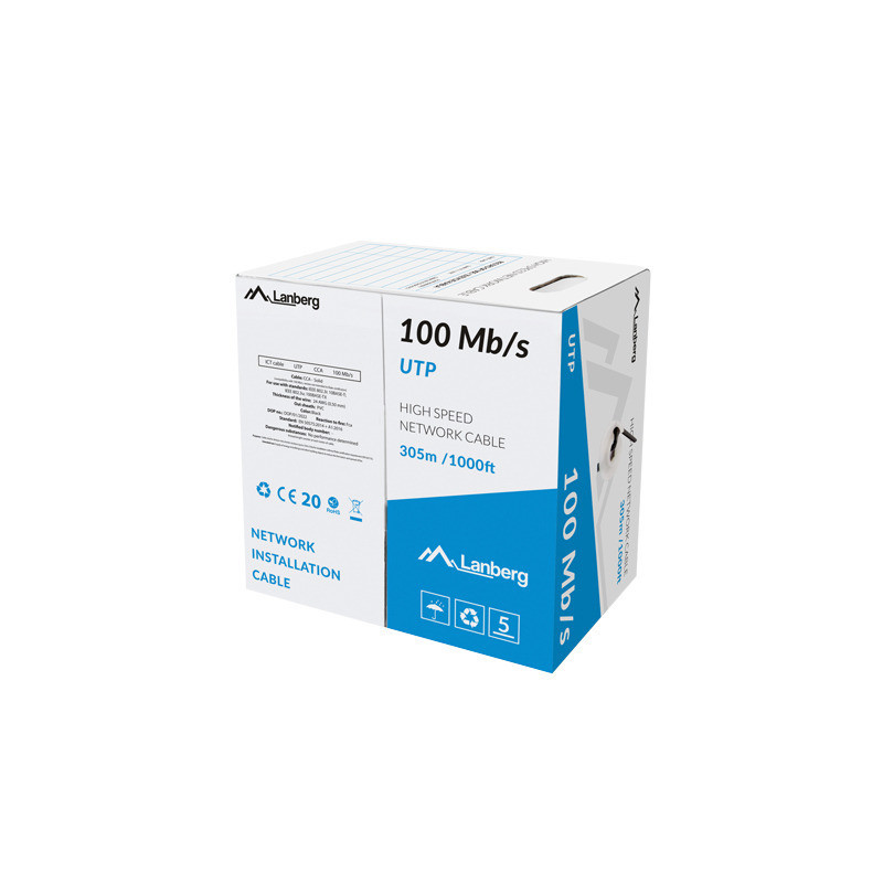 Bobina 100mb - s lanberg utp 305m solid cca negro