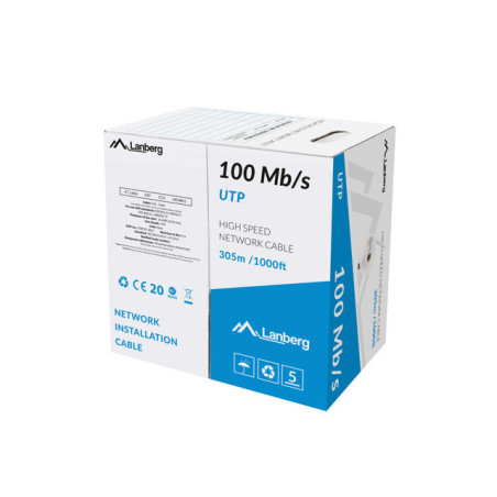 Lanberg LCU5-10CC-0305-S cavo di rete Grigio 305 m U UTP (UTP)