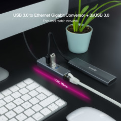 Nanocable 10.03.0407 replicatore di porte e docking station per laptop Cablato USB 3.2 Gen 1 (3.1 Gen 1) Type-A Grigio