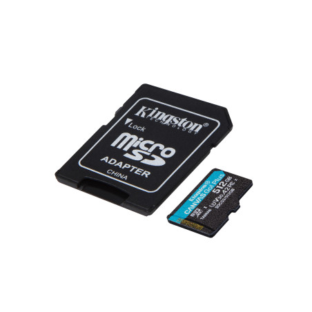 Tarjeta memoria micro secure digital sd xc 512gb kingston canvas go! plus clase 10 uhs - i u3 + adaptador sd