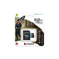 Kingston Technology Canvas Go! Plus Scheda microSDXC Canvas Go Plus 170R A2 U3 V30 da 512GB + adattatore