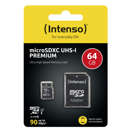 Tarjeta micro sd intenso 64gb uhs - i cl10 + adaptador sd