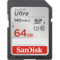 Tarjeta de memoria secure digital sdxc sandisk ultra - 64gb - clase 10 - sdxc - 140mb - s