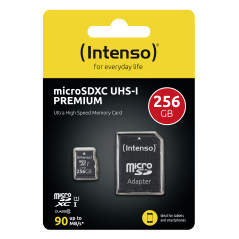 Tarjeta micro sd intenso 256gb uhs - i cl10 + adaptador sd