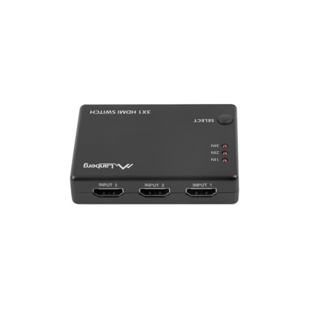 Switch video lanberg 4k - 3 x hdmi - micro usb - negro - control remoto